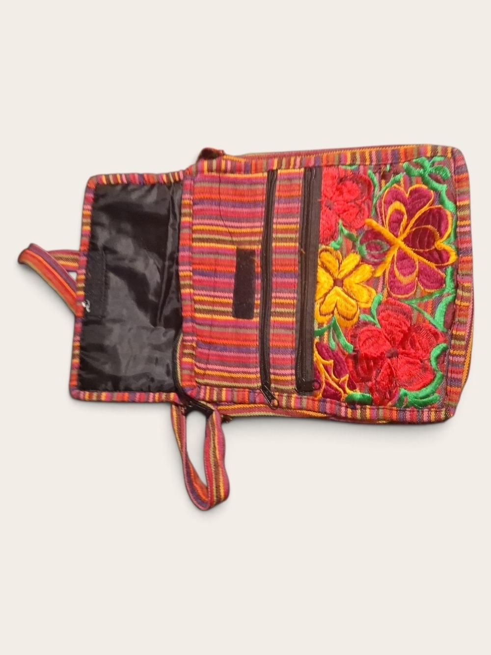 Embroidered Multicolor Floral Crossbody Wallet - Unbranded